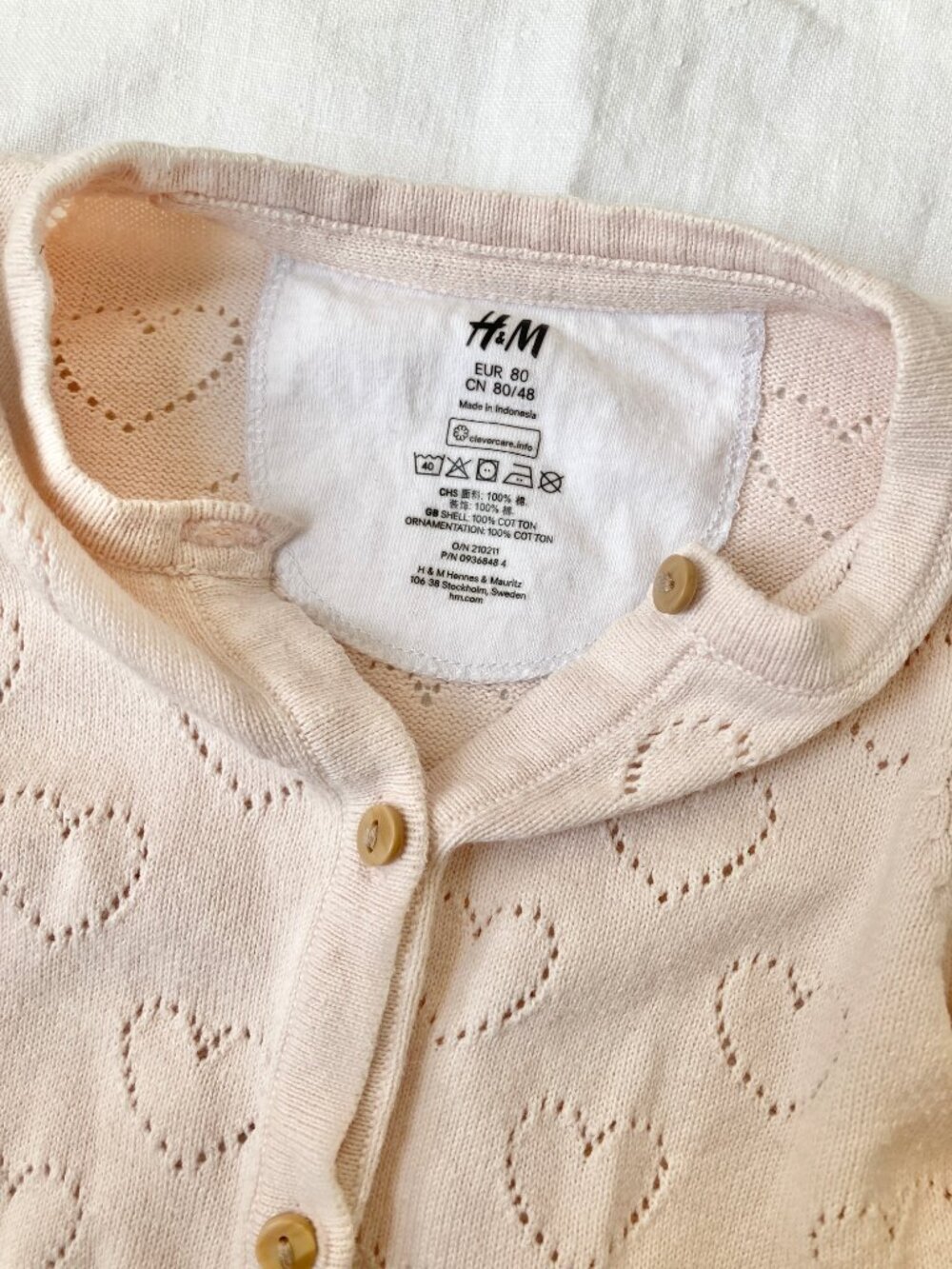 (🎨$3 PLAY) H&M 80cm 1 Year Toddler Girl Light Pink Heart Cardigan Fall Ballet - Picture 2 of 3